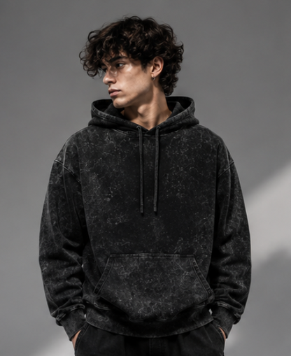 SN WORLD acid washed wolf graphic hoodie product image