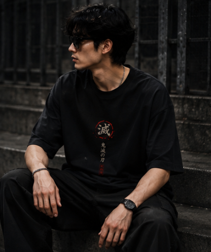 SN WORLD Demon Lineage Japanese graphic oversized T-shirt product image