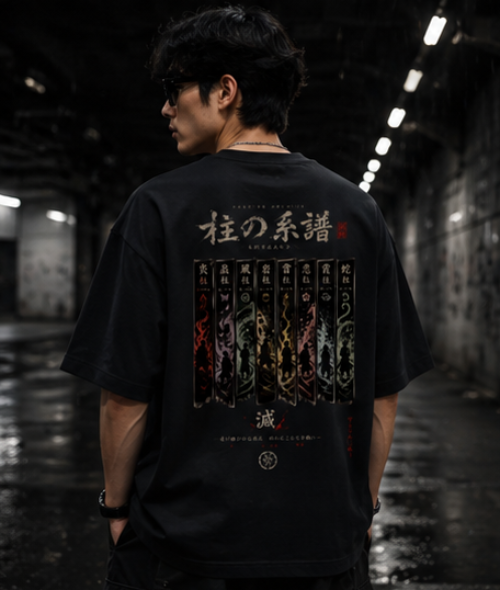 SN WORLD Demon Lineage Japanese graphic oversized T-shirt product image
