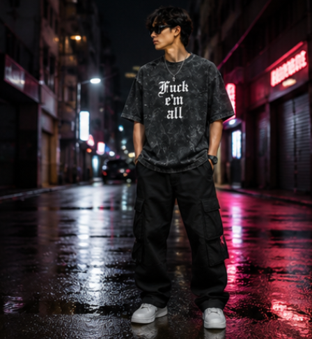 SN WORLD F.E.A. acid washed oversized T-shirt product image