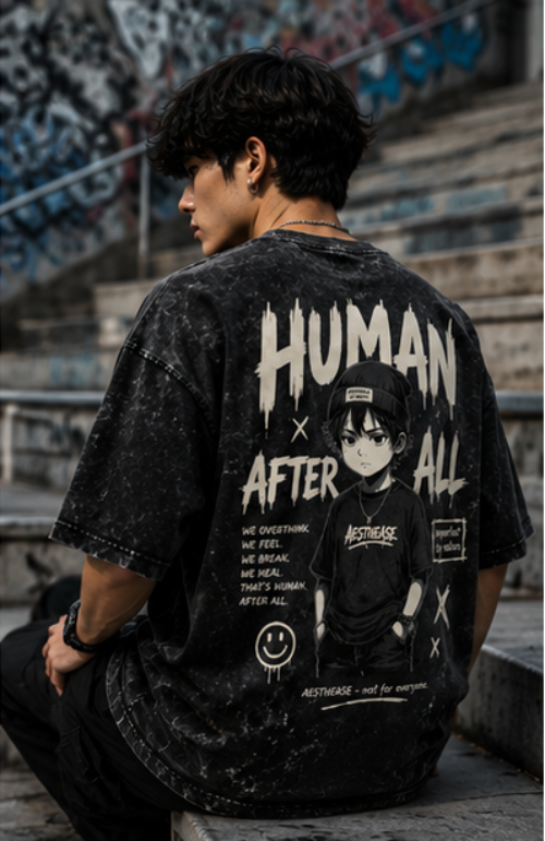 SN WORLD HUMAN AFTER ALL acid washed oversized T-shirt product image