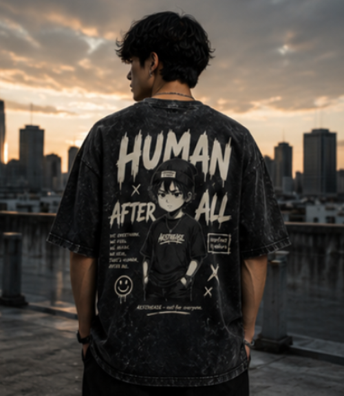 SN WORLD HUMAN AFTER ALL acid washed oversized T-shirt product image