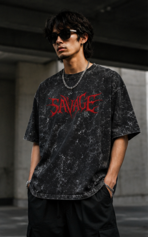 SN WORLD Savage acid washed oversized T-shirt product image