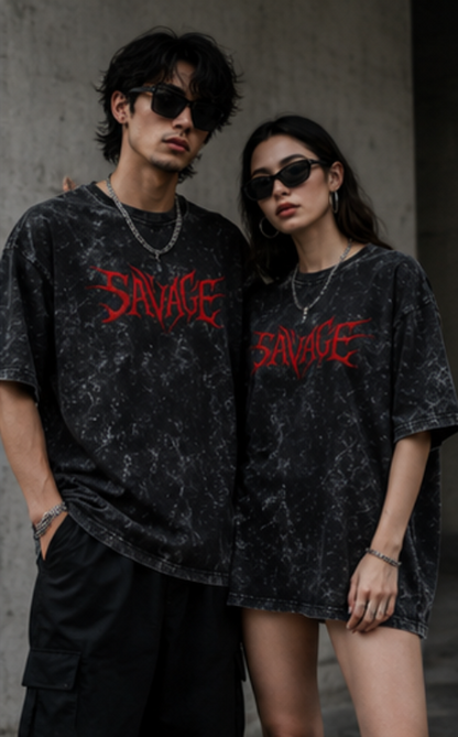 SN WORLD Savage acid washed oversized T-shirt product image