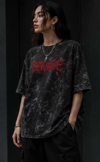 SN WORLD Savage acid washed oversized T-shirt product image