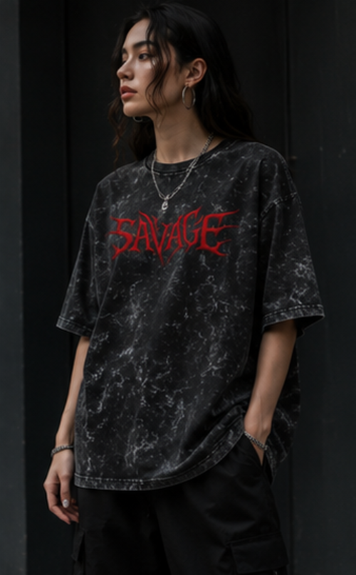 SN WORLD Savage acid washed oversized T-shirt product image