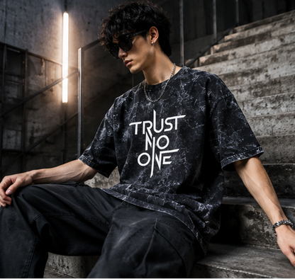 SN WORLD TRUST NO ONE acid washed oversized T-shirt product image