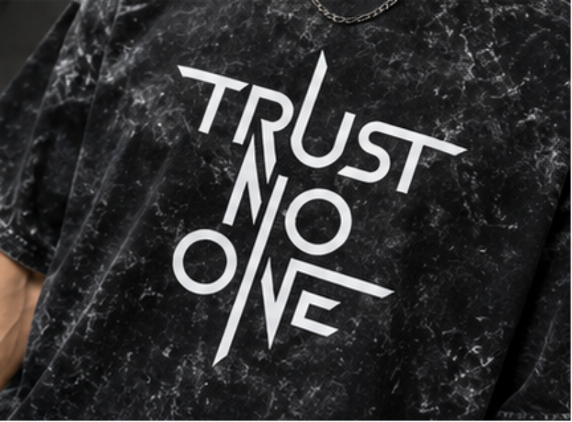 SN WORLD TRUST NO ONE acid washed oversized T-shirt product image